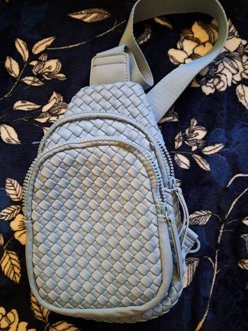 Madison West Woven Sling Backpack in Pale Blue